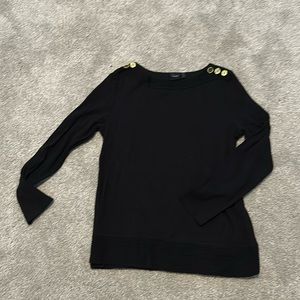 Black sweater with gold button detail